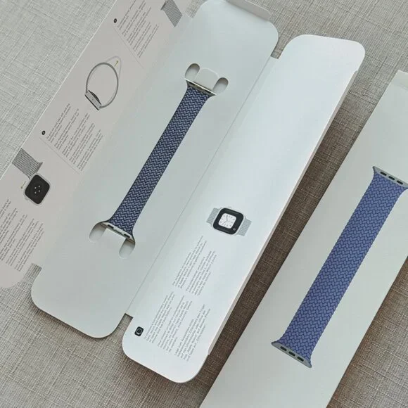 Official Apple Watch Band Braided Solo Loop, 38 40 41mm, Size 4, Green & Purple - Picture 6 of 9